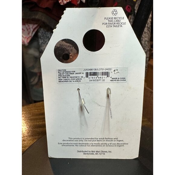 Christmas Cat Face Earrings Santa Hat Bell Silver Tone Hypoallergenic Seasonal - Picture 5 of 5